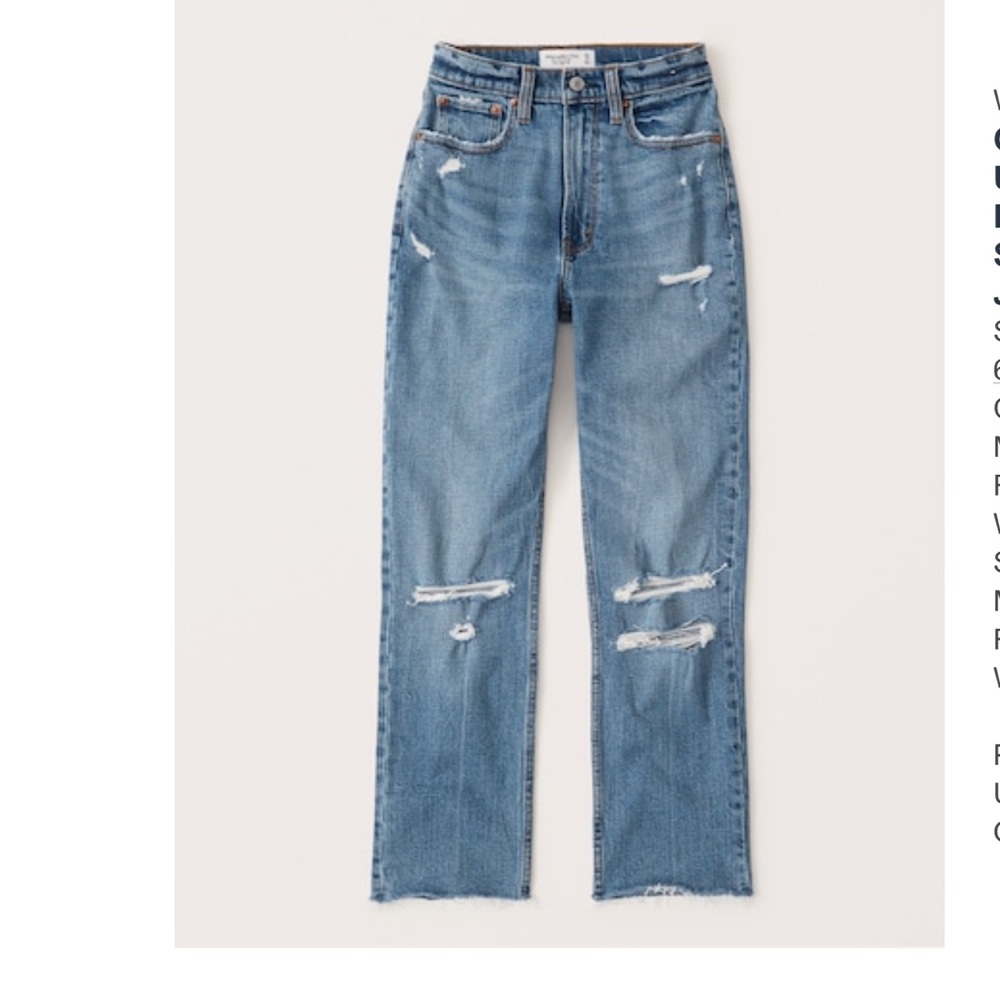 Abercrombie high raise ankle straight jean- Curve Love- medium wash